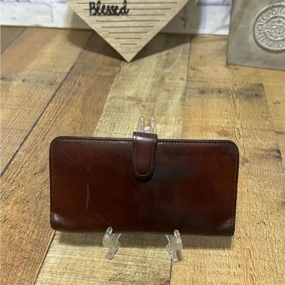 COACH VTG MAHOGANY BROWN LEATHER CHECKBOOK KISSLOCK PURSE BAG WALLET RARE!
